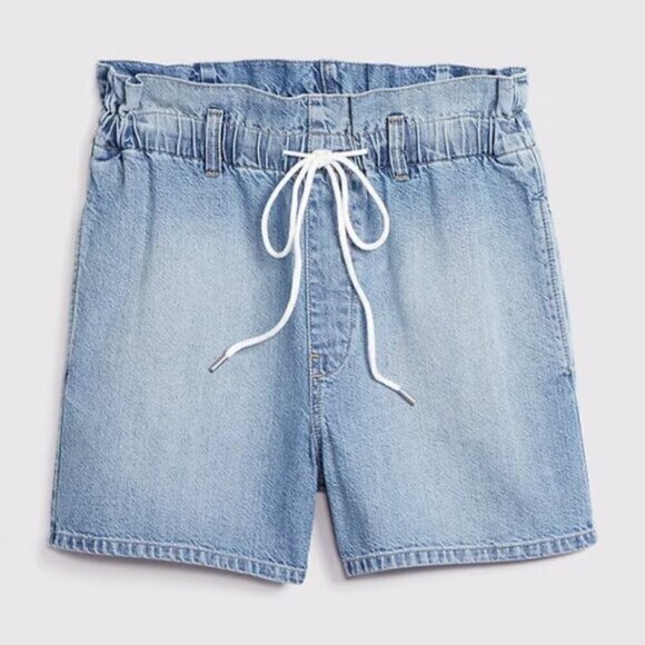 Gap Paperbag Pull On Jean Shorts Light Wash High Waist Size Small - Picture 2 of 11